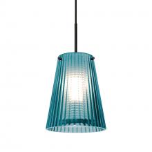 Besa Lighting 1JT-DIONBL-BK - Besa Dion Pendant, Blue Shade, Black Finish, 1x60W Medium Base