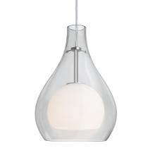 Besa Lighting 1JT-ELLE11CL-LED-SN-L - Besa, Elle 11 Cord Pendant, Clear, Satin Nickel Finish, 1x9W LED, 15Ft Option