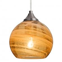 Besa Lighting 1JT-JILLYAM-SN-L - Besa, Jilly Cord Pendant, Vapor Amber, Satin Nickel Finish, 1x60W Medium Base, 15Ft.