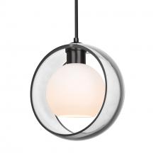 Besa Lighting 1JT-MANACL-BK - Besa Mana Pendant, Clear/Opal, Black Finish, 1x60W Medium Base