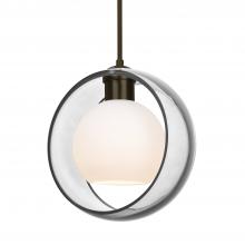 Besa Lighting 1JT-MANACL-LED-BR-L - Besa Mana Pendant, Clear/Opal, Bronze Finish, 1x9W LED, 15Ft. Cord