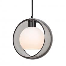 Besa Lighting 1JT-MANASM-BK - Besa Mana Pendant, Smoke/Opal, Black Finish, 1x60W Medium Base