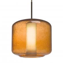 Besa Lighting 1JT-NILES10AO-BR-L - Besa Niles 10 Pendant, Amber Bubble/Opal, Bronze Finish, 1x60W Medium Base T10, 15Ft. Cord