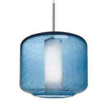 Besa Lighting 1JT-NILES10BO-LED-SN-L - Besa Niles 10 Pendant, Blue Bubble/Opal, Satin Nickel Finish, 1x5W LED, 15Ft. Cord