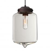 Besa Lighting 1JT-OLINCL-BR-L - Besa Olin Pendant Bronze Clear 1x60W Medium Base T10, 15Ft. Cord