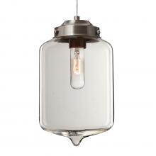 Besa Lighting 1JT-OLINCL-SN-L - Besa Olin Pendant Satin Nickel Clear 1x60W Medium Base T10, 15Ft. Cord