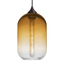 Besa Lighting 1JT-OMEGA12AM-EDIL-BR-L - Besa, Omega 12 Cord Pendant, Amber/Clear, Bronze Finish, 1x5W LED Filament LED Filament, 15ft.