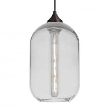 Besa Lighting 1JT-OMEGA12CL-EDIL-BR-L - Besa, Omega 12 Cord Pendant, Clear, Bronze Finish, 1x5W LED Filament, 15Ft. Cord