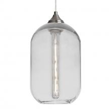 Besa Lighting 1JT-OMEGA12CL-EDIL-SN-L - Besa, Omega 12 Cord Pendant, Clear, Satin Nickel Finish, 1x5W LED Filament, 15Ft. Cord