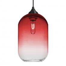 Besa Lighting 1JT-OMEGA12RD-BK - Besa, Omega 12 Cord Pendant, Red/Clear, Black Finish, 1x60W Medium Base