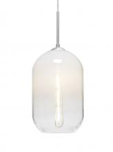 Besa Lighting 1JT-OMEGA12WH-EDIL-SN - Besa, Omega 12 Cord Pendant, White/Clear, Satin Nickel Finish, 1x5W LED Filament