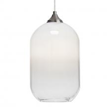 Besa Lighting 1JT-OMEGA12WH-SN-L - Besa, Omega 12 Cord Pendant, White/Clear, Satin Nickel Finish, 1x60W Medium Base, 15Ft. Cord