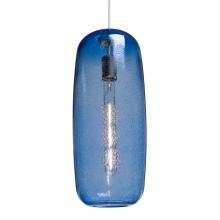 Besa Lighting 1JT-PINOT18BL-EDIL-SN - Besa, Pinot 18 Cord Pendant, Blue Bubble, Satin Nickel FInish 1x4W LED Filament