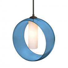 Besa Lighting 1JT-PLATOBL-LED-BR-L - Besa, Plato Cord Pendant, Blue/Opal, Bronze Finish, 1x5W LED, 15Ft. Cord