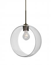 Besa Lighting 1JT-PLATOCL-BR-NI-L - Besa, Plato Cord Pendant, Clear, Bronze Finish, 1x60W Medium Base, 15Ft. Cord