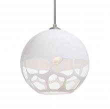 Besa Lighting 1JT-ROCKYWH-SN-L - Besa, Rocky Cord Pendant, White, Satin Nickel Finish, 1x60W Medium Base, 15Ft. Cord