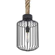 Besa Lighting 1JT-SULTANA-C-EDIL-BK-L - Besa Sultana Cylinder Rope Pendant, Black, 1x8W LED Filament, 15Ft. Cord