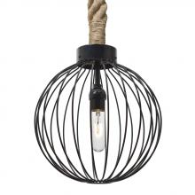 Besa Lighting 1JT-SULTANA-G-BK-L - Besa Sultana Globe Rope Pendant, Black, 1x40W T10, 15Ft. Cord