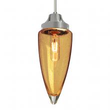 Besa Lighting 1JT-SULUAM-SN-L - Besa, Sulu Cord Pendant, Amber Bubble, Satin Nickel Finish, 1x60W Medium Base, 15Ft. Cord