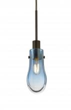 Besa Lighting 1JT-WISHBL-BR - Besa, Wish Cord Pendant, Blue/Clear, Bronze Finish, 1x40W E12 Base