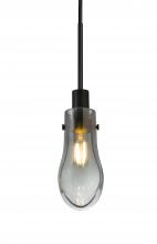 Besa Lighting 1JT-WISHSM-EDIL-BK - Besa, Wish Cord Pendant, Smoke/Clear, Black Finish, 1x4W LED Filament