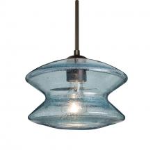 Besa Lighting 1JT-ZENBL-BR-L - Besa, Zen Cord Pendant, Blue Bubble, Bronze Finish, 1x60W Medium Base, 15Ft. Cord