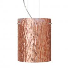 Besa Lighting 1KG-4006CS-SN-L - Besa Pendant Tamburo 8 Satin Nickel Stone Copper Foil 1x100W Medium Base, 15Ft. Option