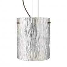 Besa Lighting 1KG-4006SS-LED-BR-L - Besa Tamburo 8 Pendant Stone Silver Foil Bronze 1x11W LED, 15Ft. Option