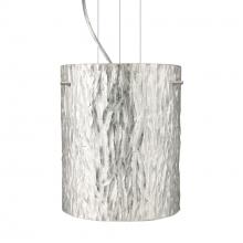 Besa Lighting 1KG-4006SS-SN-L - Besa Pendant Tamburo 8 Satin Nickel Stone Silver Foil 1x100W Medium Base, 15Ft. Option