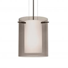 Besa Lighting 1KG-S00607-LED-BR-L - Besa Pendant Pahu 8 Bronze Transparent Smoke/Opal 1x11W LED, 15Ft. Option