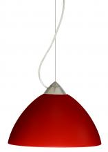 Besa Lighting 1KX-420131-SN-L - Besa Tessa Cable Pendant Red Matte Satin Nickel 1x75W Medium Base, 15Ft. Cord