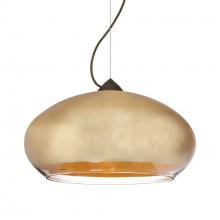 Besa Lighting 1KX-4345GF-BR-L - Besa Brio 14 Cable Pendant Bronze Gold Foil 1x75W Medium Base, 15Ft. Cord