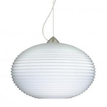Besa Lighting 1KX-491307-SN-L - Besa Pape 12 Pendant 1Kx Opal Ribbed Satin Nickel 1x100W Medium Base, 15Ft. Cord