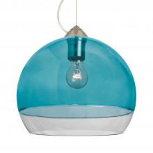 Besa Lighting 1KX-ALLY12BL-SN-L - Besa, Ally 12 Cable Pendant, Coral Blue/Clear, Satin Nickel Finish, 1x60W Medium Base, 15Ft. Cable