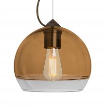 Besa Lighting 1KX-ALLY8AM-EDIL-BR - Besa, Ally 8 Cable Pendant, Amber/Clear, Bronze Finish, 1x5W LED Filament