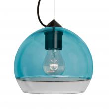 Besa Lighting 1KX-ALLY8BL-BK - Besa, Ally 8 Cable Pendant, Coral Blue/Clear, Black Finish, 1x60W Medium Base