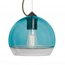 Besa Lighting 1KX-ALLY8BL-EDIL-BR-L - Besa, Ally 8 Cable Pendant, Coral Blue/Clear, Bronze Finish, 1x5W LED Filament, 15Ft. Cable