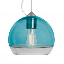 Besa Lighting 1KX-ALLY8BL-EDIL-SN-L - Besa, Ally 8 Cable Pendant, Coral Blue/Clear, Satin Nickel Finish, 1x5W LED Filament, 15Ft. Cable