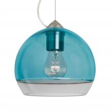 Besa Lighting 1KX-ALLY8BL-SN-L - Besa, Ally 8 Cable Pendant, Coral Blue/Clear, Satin Nickel Finish, 1x60W Medium Base, 15Ft. Cable