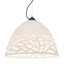 Besa Lighting 1KX-KIEVWH-LED-BR-L - Besa Kiev Pendant, White, Bronze Finish, 1x9W LED, 15Ft. Cord