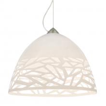 Besa Lighting 1KX-KIEVWH-SN-L - Besa Kiev Pendant, White, Satin Nickel Finish, 1x60W Medium Base, 15Ft. Cord