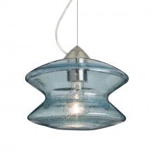 Besa Lighting 1KX-ZENBL-SN-L - Besa, Zen Cable Pendant, Blue Bubble, Satin Nickel Finish, 1x60W Medium Base, 15Ft. Cord