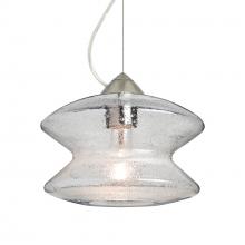 Besa Lighting 1KX-ZENCL-EDIL-SN-L - Besa, Zen Cable Pendant, Clear Bubble, Satin Nickel Finish, 1x8W LED Filament, 15Ft. Cord
