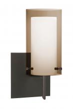 Besa Lighting 1SW-S44007-BR-SQ - Besa Pahu 4 Wall With SQ Canopy 1SW Transparent Smoke/Opal Bronze 1x40W G9