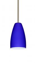 Besa Lighting 1TT-1511CM-LED-SN-L - Besa Riva 9 LED Pendant 1Tt Cobalt Blue Matte Satin Nickel 1x9W LED, 15Ft. Cord