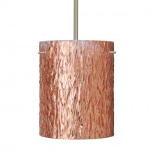 Besa Lighting 1TT-4006CS-SN-L - Besa Stem Pendant Tamburo 8 Satin Nickel Stone Copper Foil 1x100W Medium Base, 15Ft. Cord
