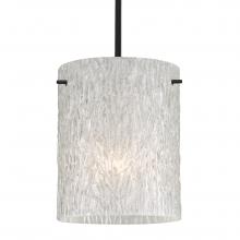 Besa Lighting 1TT-4006GL-BK - Besa Stem Pendant Tamburo 8 Black Glitter Stone 1x100W Medium Base