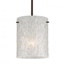 Besa Lighting 1TT-4006GL-LED-BR-L - Besa Pendant Tamburo 8 Bronze Glitter Stone 1x11W LED, 15Ft. Cord