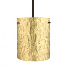 Besa Lighting 1TT-4006GS-LED-BR-L - Besa Tamburo 8 Pendant Stone Gold Foil Bronze 1x11W LED, 15Ft. Cord