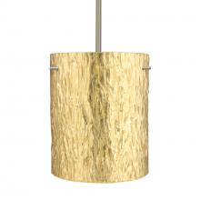 Besa Lighting 1TT-4006GS-SN-L - Besa Stem Pendant Tamburo 8 Satin Nickel Stone Gold Foil 1x100W Medium Base, 15Ft. Cord